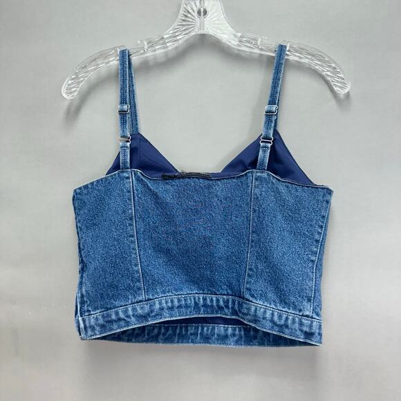 Vintage Y2K Harley Davidson Denim Bustier Crop Top Corset Style Tank Small - Picture 14 of 16